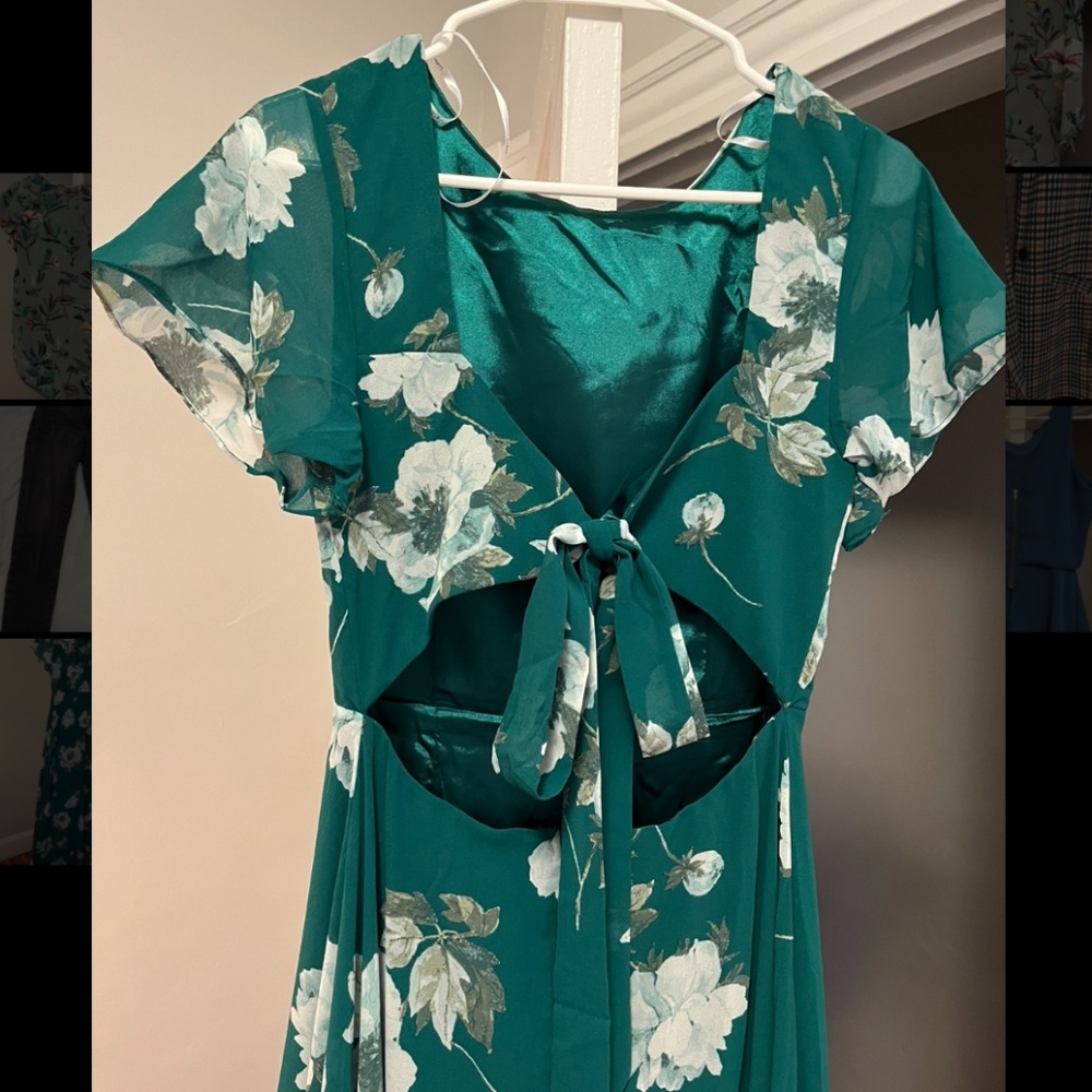 Green floral maxi dress